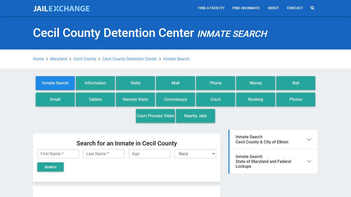 Cecil County Detention Center Inmate Search - Jail Exchange